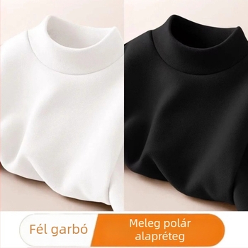 Férfi kettős oldalú fleece magas galléros alapszövet felső, hosszú ujjú