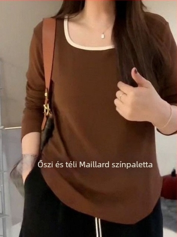 Póló négyszögletes dekoltázzsal, viszkóz anyag, hímzés, oversize fazon