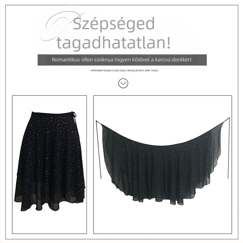 Latin tánc gyakorló szoknya – Női, chiffon, acetát szálak 70–80%, 2025 tavasz