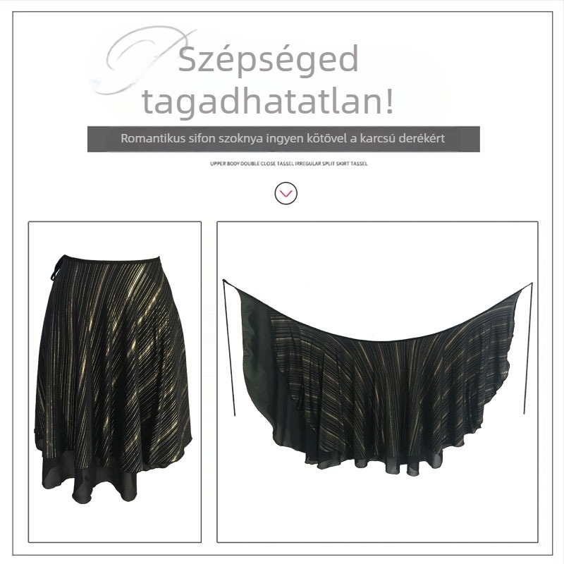 Latin tánc gyakorló szoknya – Női, chiffon, acetát szálak 70–80%, 2025 tavasz