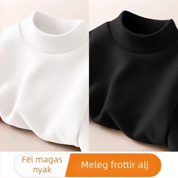 Férfi hosszú ujjú fleeces belsővel ellátott póló, magas gallér, karcsú szabás, Derong anyag ≥96%