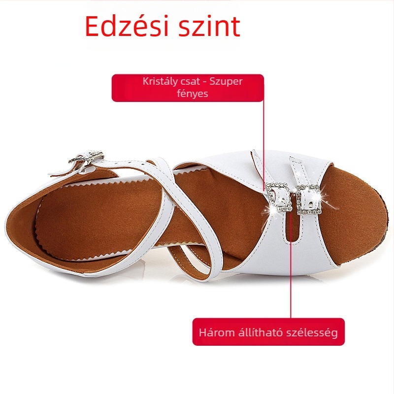 Gyermekek latin tánccipő, fehér, puha talpú, lányoknak, masnival