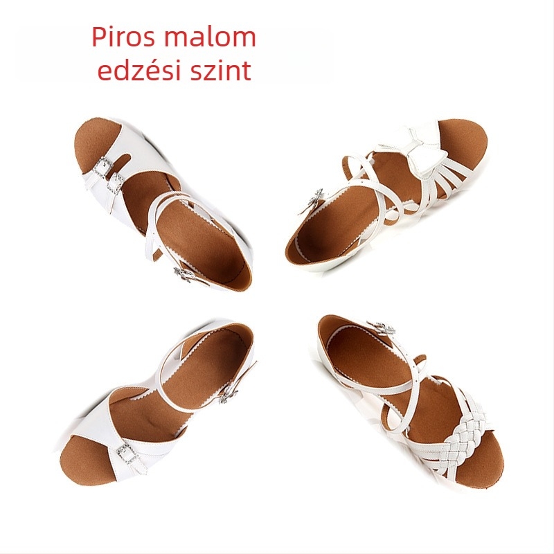 Gyermekek latin tánccipő, fehér, puha talpú, lányoknak, masnival
