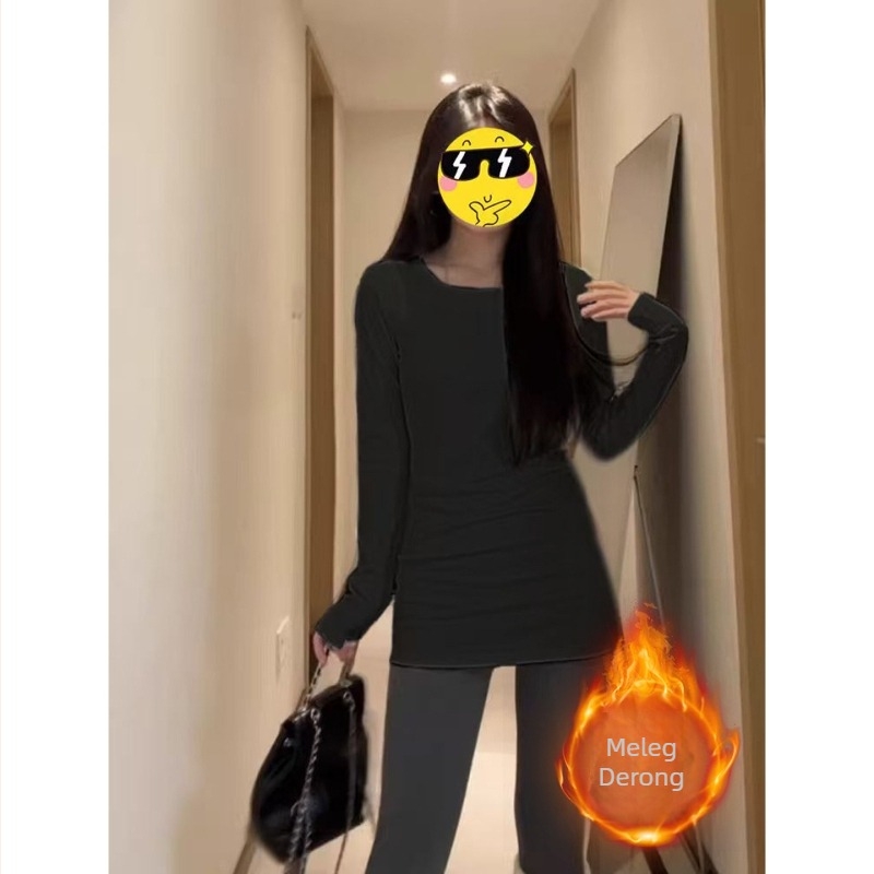 Kapucnis, karcsúsított szabású hosszú ujjú póló, kerek nyakú, pamut-poliészter keverék