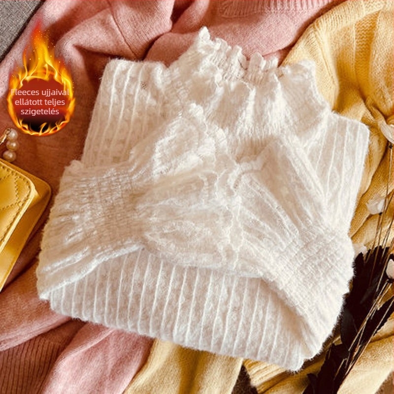 Nylon póló hosszú ujjú, félgarbó nyakú, karcsú szabás, középhosszú