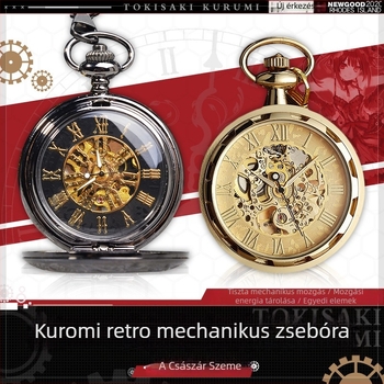 Mechanikus zsebóra tourbillonnal és díszítéssel, 50 mm-es számlap, 15 mm-es vastagság, ötvözetből készült tok