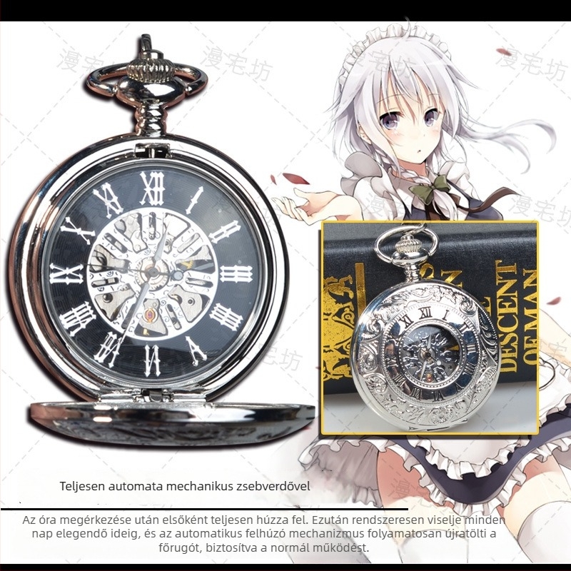Mechanikus zsebóra tourbillonnal és díszítéssel, 50 mm-es számlap, 15 mm-es vastagság, ötvözetből készült tok