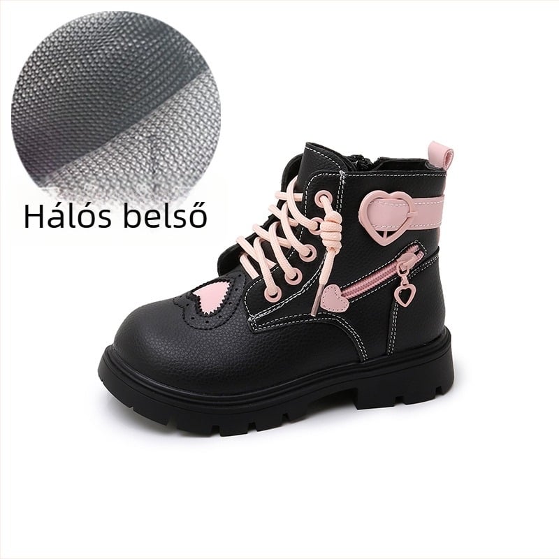 Gyerekeknek Martin csizma, műbőr felsőrész, gumitalp, oldalsó cipzár, meleg műszálas talpbetét, vízálló