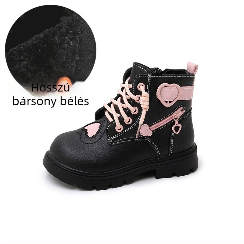 Gyerekeknek Martin csizma, műbőr felsőrész, gumitalp, oldalsó cipzár, meleg műszálas talpbetét, vízálló