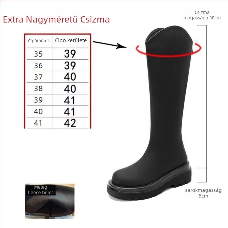 Női lovagcsizma, magas szár, PU felső rész, kerek orr, hátul cipzár