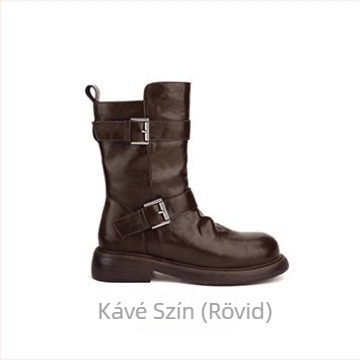 Női lovagcsizma, kerek orrú, 3–5 cm-es vastag sarok, split bőr felsőrész, gumi talp, elasztikus zárás, pamut bélés, téli viseletre