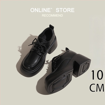 Női bőr cipő, belső magasság 10 cm, brit stílus, felső anyaga: super fiber, 6–8 cm sarok