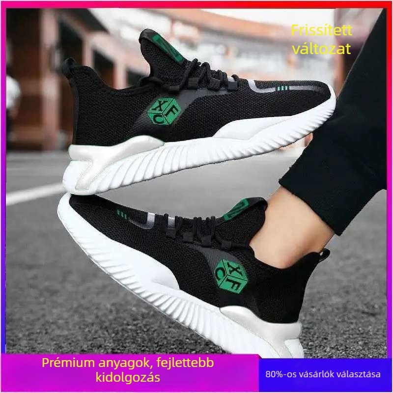 Canvas férfi Slip-On sneaker, magasságot növelő vastag talppal, légáteresztő hálós belső és elasztikus záródás