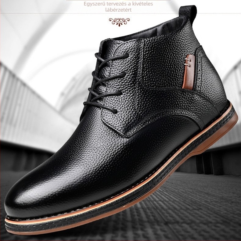 Férfi Martin csizmák, középmagas szárú, felső rész split bőrből, gumírozott talp, alacsony sarok