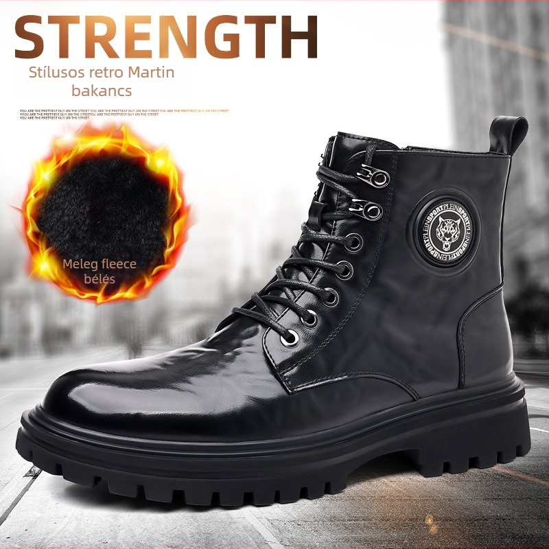 Martin csizma férfiaknak – vintage stílus, vászon felsőrész, gumírozott talp, kerek orr, 3–5 cm sarok