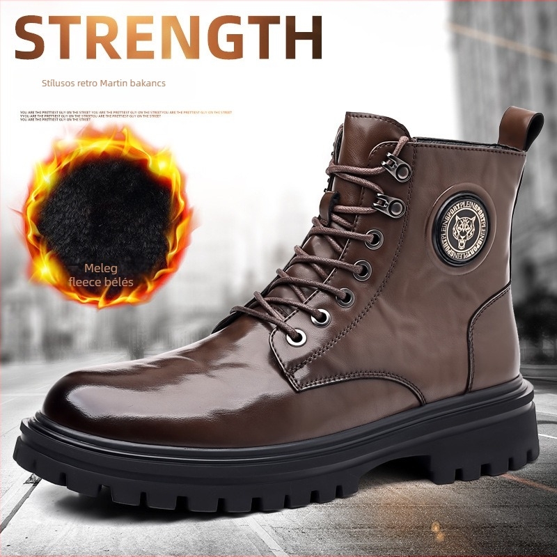 Martin csizma férfiaknak – vintage stílus, vászon felsőrész, gumírozott talp, kerek orr, 3–5 cm sarok