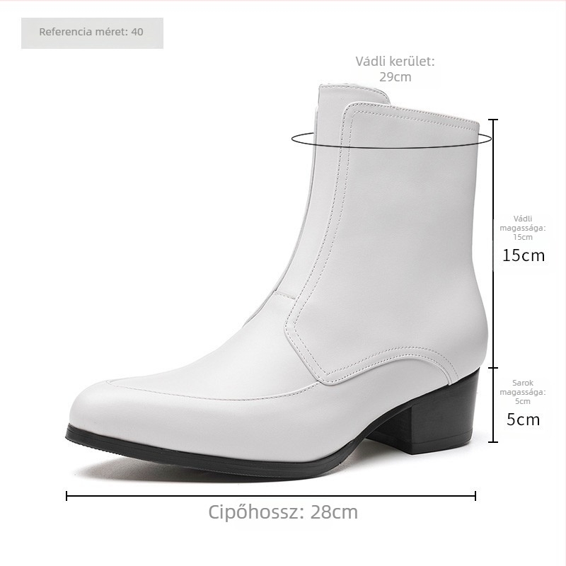 Férfi Chelsea csizma - bőr felső rész, hegyes orr, 3-5 cm sarok, oldalsó cipzár, gumi talp, téli viselet