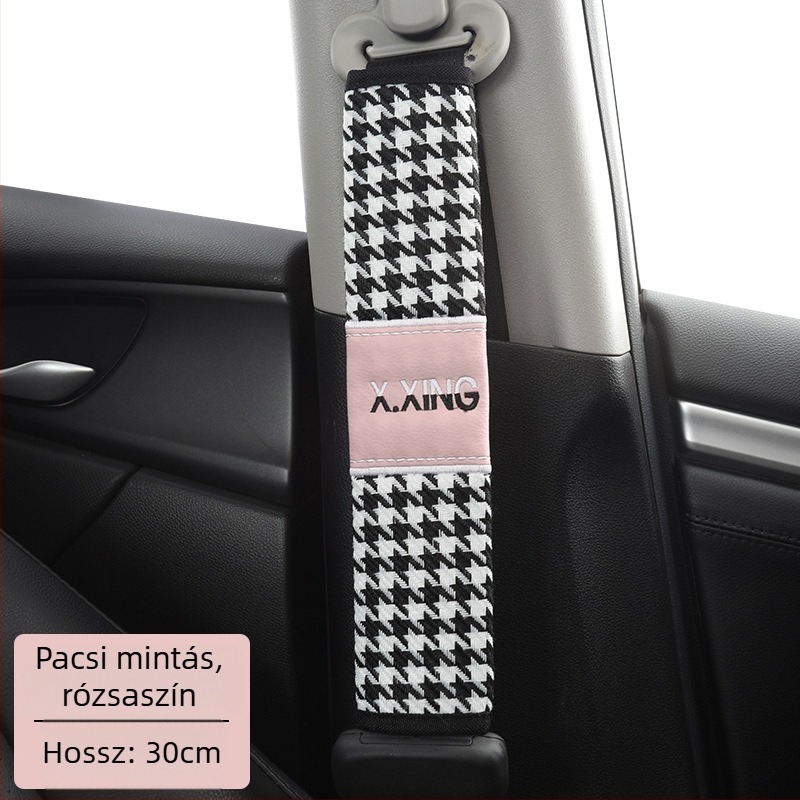 Hounds tooth mintázatú autóbiztonsági öv vállvédő, hosszított kivitel autókhoz és teherautókhoz, márka red chrysanthemum, testreszabható.
