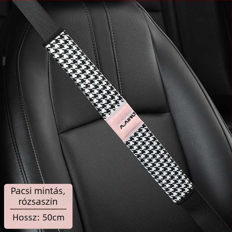 Hounds tooth mintázatú autóbiztonsági öv vállvédő, hosszított kivitel autókhoz és teherautókhoz, márka red chrysanthemum, testreszabható.