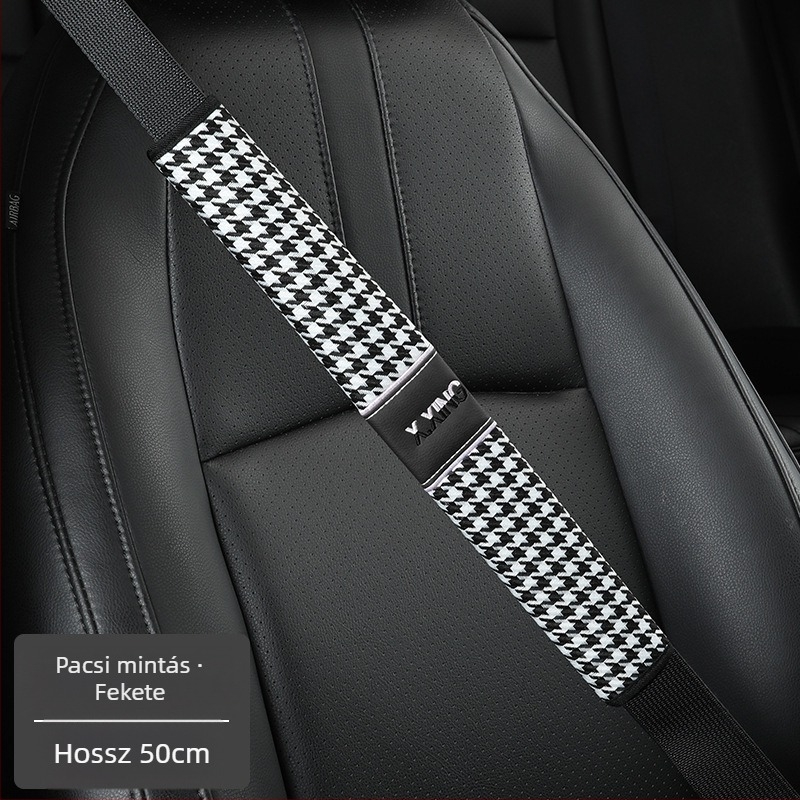 Hounds tooth mintázatú autóbiztonsági öv vállvédő, hosszított kivitel autókhoz és teherautókhoz, márka red chrysanthemum, testreszabható.