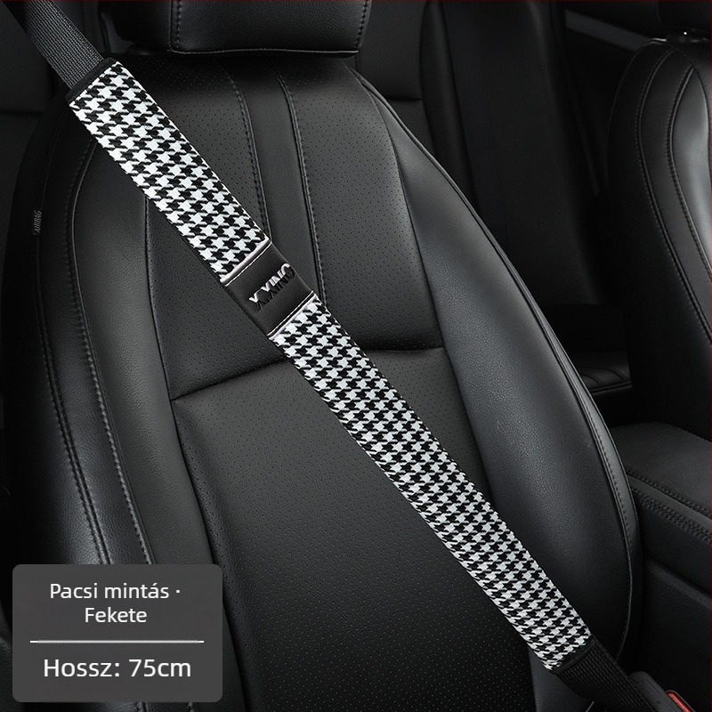 Hounds tooth mintázatú autóbiztonsági öv vállvédő, hosszított kivitel autókhoz és teherautókhoz, márka red chrysanthemum, testreszabható.