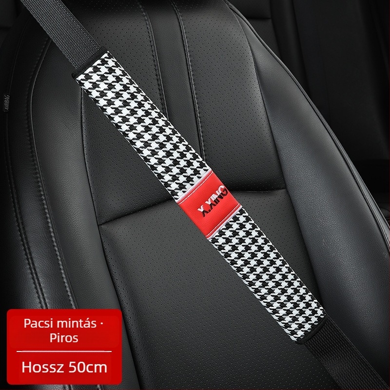 Hounds tooth mintázatú autóbiztonsági öv vállvédő, hosszított kivitel autókhoz és teherautókhoz, márka red chrysanthemum, testreszabható.