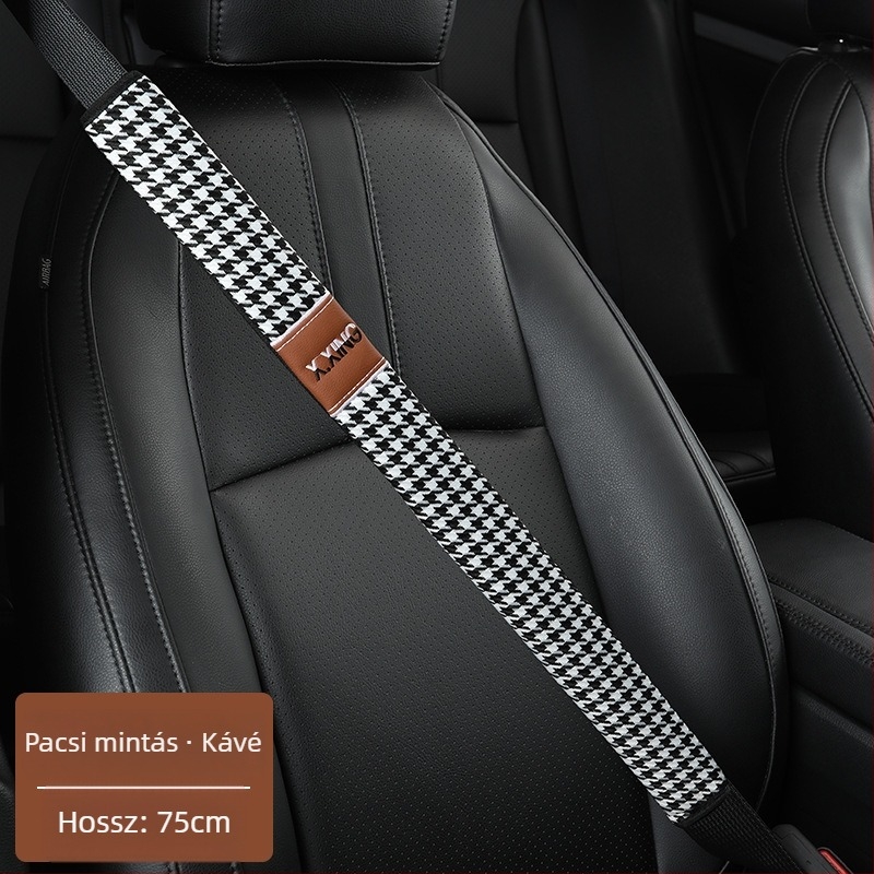 Hounds tooth mintázatú autóbiztonsági öv vállvédő, hosszított kivitel autókhoz és teherautókhoz, márka red chrysanthemum, testreszabható.