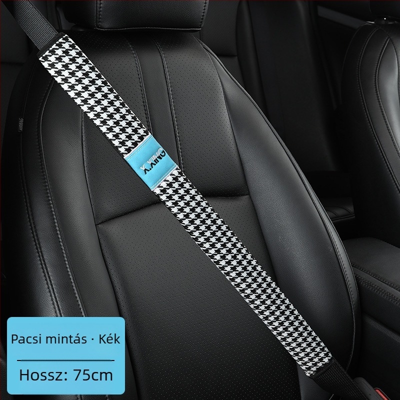 Hounds tooth mintázatú autóbiztonsági öv vállvédő, hosszított kivitel autókhoz és teherautókhoz, márka red chrysanthemum, testreszabható.