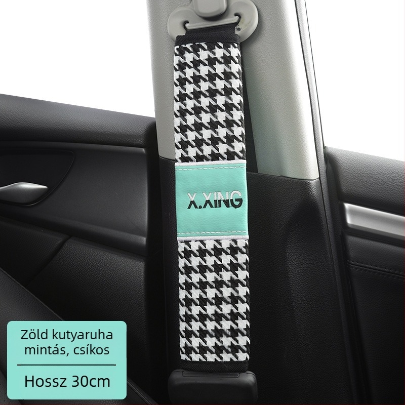 Hounds tooth mintázatú autóbiztonsági öv vállvédő, hosszított kivitel autókhoz és teherautókhoz, márka red chrysanthemum, testreszabható.