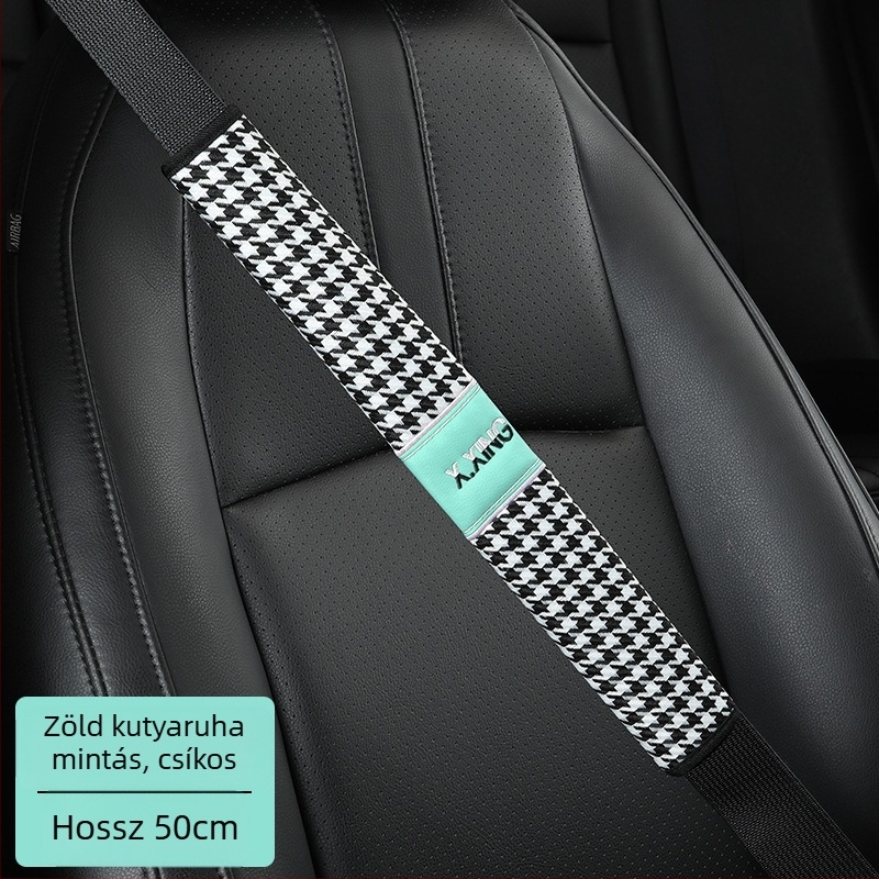 Hounds tooth mintázatú autóbiztonsági öv vállvédő, hosszított kivitel autókhoz és teherautókhoz, márka red chrysanthemum, testreszabható.