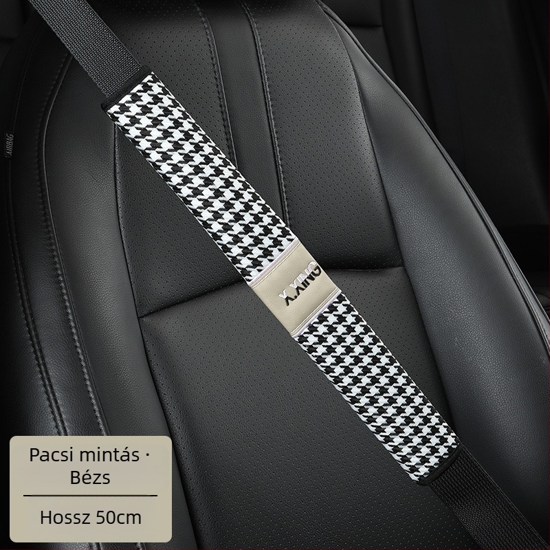 Hounds tooth mintázatú autóbiztonsági öv vállvédő, hosszított kivitel autókhoz és teherautókhoz, márka red chrysanthemum, testreszabható.
