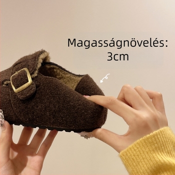 Női velúr slip-on loaferek belső puha béléses, kerek orrú, alacsony sarok (1–3 cm), egyszínű, alkalmas téli, tavaszi és őszi szezonokra