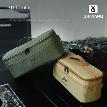 Kemping edények tároló táska – hengeres formájú, Oxford anyagú, többfunkciós szervező utazáshoz