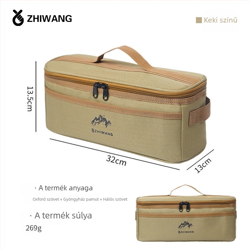 Kemping edények tároló táska – hengeres formájú, Oxford anyagú, többfunkciós szervező utazáshoz