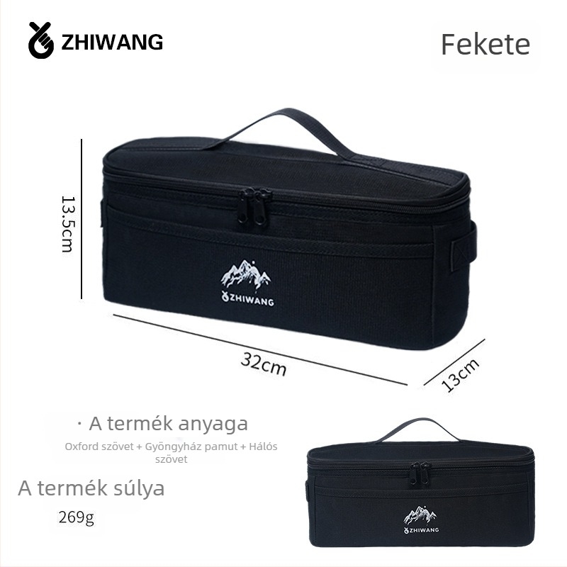 Kemping edények tároló táska – hengeres formájú, Oxford anyagú, többfunkciós szervező utazáshoz