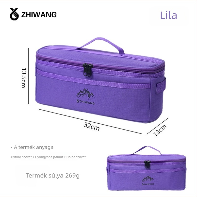 Kemping edények tároló táska – hengeres formájú, Oxford anyagú, többfunkciós szervező utazáshoz