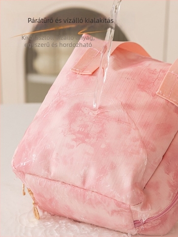 Kozmetikai neszesszer – nagy kapacitású, hordozható, PU anyag, nyomtatott minta, poliészter bélés