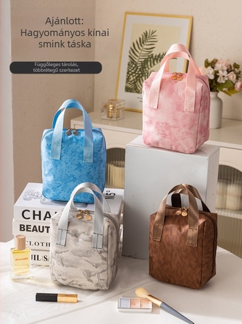 Kozmetikai neszesszer – nagy kapacitású, hordozható, PU anyag, nyomtatott minta, poliészter bélés