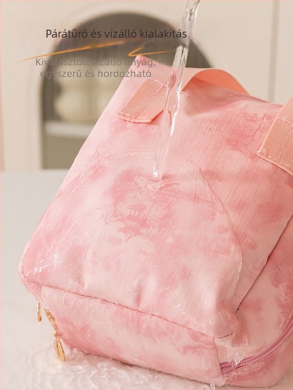 Kozmetikai neszesszer – nagy kapacitású, hordozható, PU anyag, nyomtatott minta, poliészter bélés