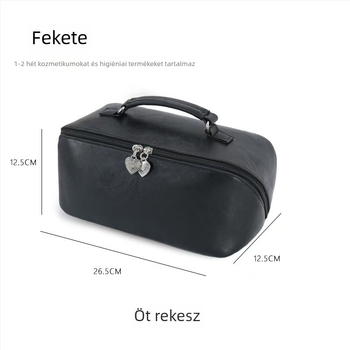 Összecsukható párna alakú kozmetikai táska, több-zónás rendező, vízálló, PU anyag, cipzáras zárás
