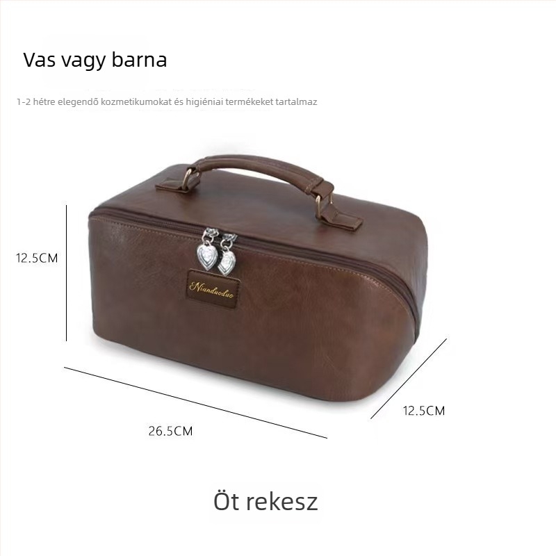 Összecsukható párna alakú kozmetikai táska, több-zónás rendező, vízálló, PU anyag, cipzáras zárás