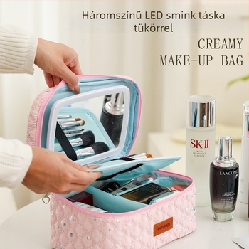 Sminktáska cipzárral, városi minimalista stílus, pamut anyag, pamut bélés, könnyű és bővíthető kapacitás