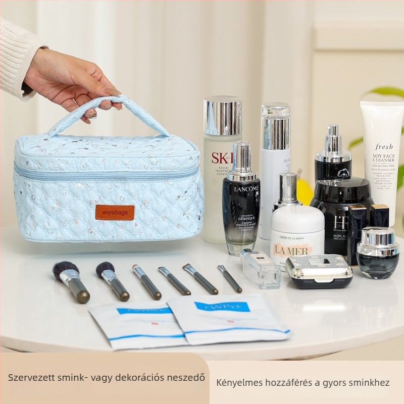 Sminktáska cipzárral, városi minimalista stílus, pamut anyag, pamut bélés, könnyű és bővíthető kapacitás