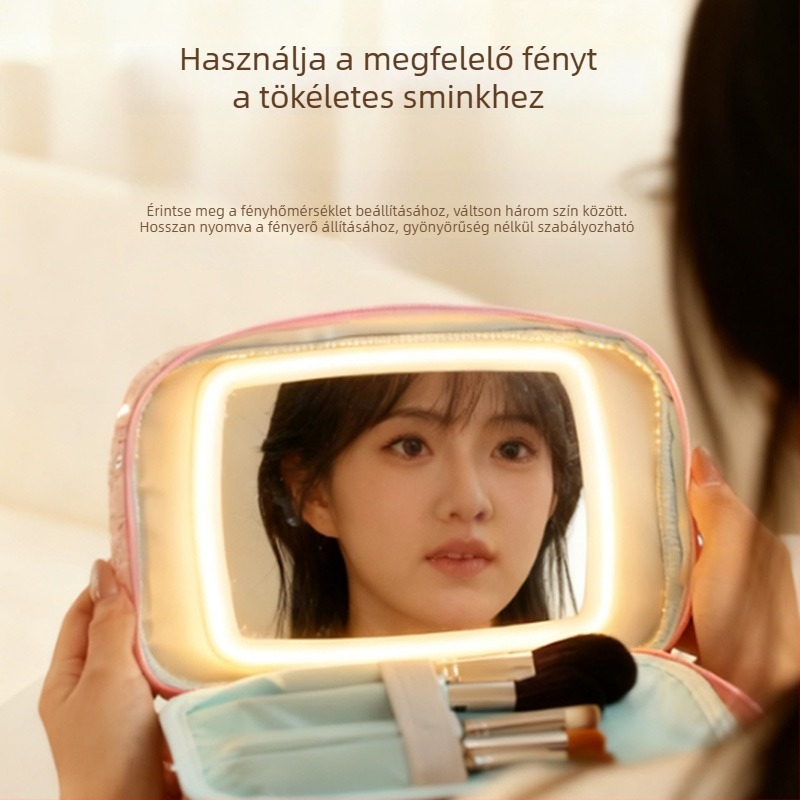 Sminktáska cipzárral, városi minimalista stílus, pamut anyag, pamut bélés, könnyű és bővíthető kapacitás