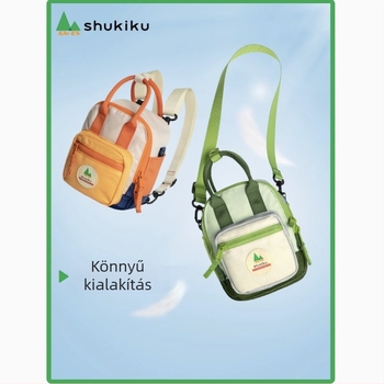 Shukiku Gyermekeknek szánt négyzet alakú nylon oldaltáska cipzárral, ID zseb és laminált cipzáras zseb, textilbélés, street fashion stílus