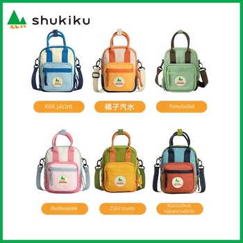 Shukiku Gyermekeknek szánt négyzet alakú nylon oldaltáska cipzárral, ID zseb és laminált cipzáras zseb, textilbélés, street fashion stílus