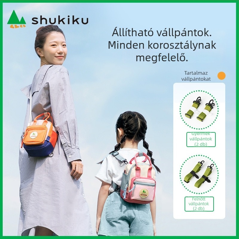 Shukiku Gyermekeknek szánt négyzet alakú nylon oldaltáska cipzárral, ID zseb és laminált cipzáras zseb, textilbélés, street fashion stílus