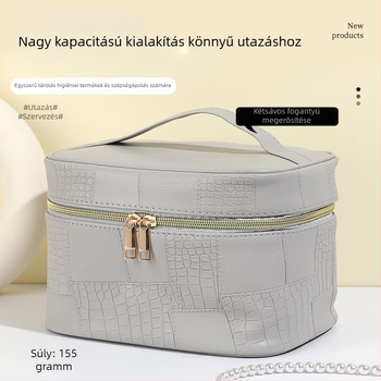 Kozmetikai táska - nagy kapacitású, négyzet alakú, vízálló, hordozható, PU anyag
