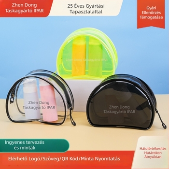 PVC sminktáska - kézben tartható forma, cipzár, műanyag anyag, utazáshoz kozmetikumok és higiéniai termékek tárolására