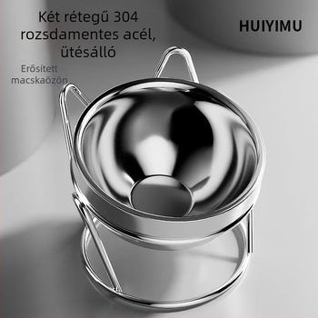 304 rozsdamentes acélból készült emelt macskatál etetéshez, anti-tilt kialakítás és ferde perem